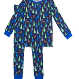 Boys Merry Blue Pines Bamboo Viscose Long Sleeve Pajama Set