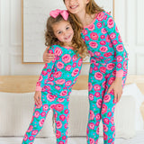 Bright Blossoms Ruffle Long Sleeve Pajama Set with Signature Rear Ruffles