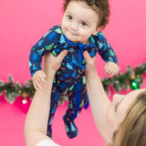 Baby Boys Merry Blue Pines Bamboo Viscose Footed One Piece Pajama