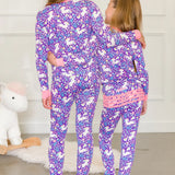 Unicorn Meadow Ruffle Long Sleeve Pajama Set with Signature Rear Ruffles
