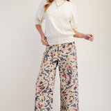 Washed Floral Denim Twill Pants