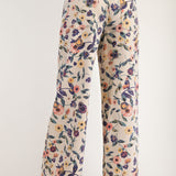 Washed Floral Denim Twill Pants