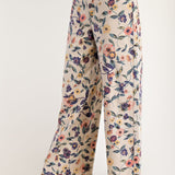 Washed Floral Denim Twill Pants