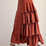 Tiered Side Suede maxi Skirt