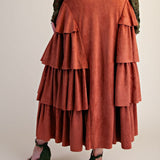Tiered Side Suede maxi Skirt