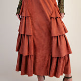Tiered Side Suede maxi Skirt