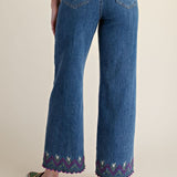 Stretch Denim Floral Embroidered Jeans