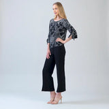 Tie Cuff Curved Hem Top - Orchid Sketch