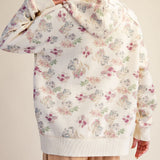 Cream Brushed Terry Floral Hoodie