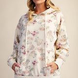 Cream Brushed Terry Floral Hoodie