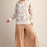 Cream Brushed Terry Floral Hoodie