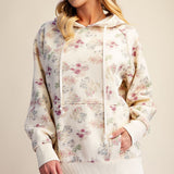 Cream Brushed Terry Floral Hoodie