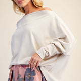 Washed Knit Off Shoulder Top