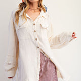 Shark Bite Cotton Gauze Button up