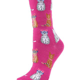 MeMoi Studious Cats Bamboo Blend Crew Socks