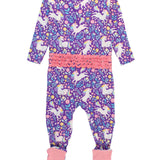 Baby Girls Unicorn Meadow Bamboo Viscose Footed Ruffle One Piece Pajama