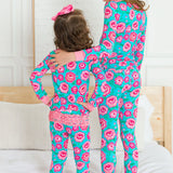 Bright Blossoms Ruffle Long Sleeve Pajama Set with Signature Rear Ruffles