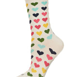 Multicolored Hearts Bamboo Crew Women's Socks