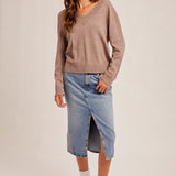 Scalloped Edge V-Neck Sweater