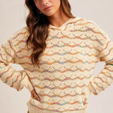 Multi Mix Crochet Hooded Top