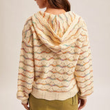 Multi Mix Crochet Hooded Top