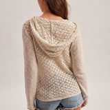 Crochet Back Henley Sweater