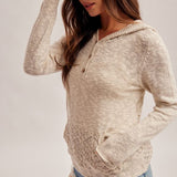 Crochet Back Henley Sweater
