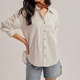 Pinstripe Button Down Boyfriend Shirt