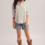 Pinstripe Button Down Boyfriend Shirt