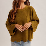 Edge Scalloped Knit Sweater