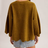 Edge Scalloped Knit Sweater