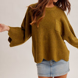 Edge Scalloped Knit Sweater