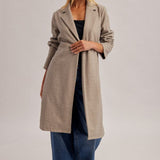 Knit Herringbone Belted Coat