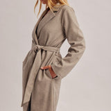 Knit Herringbone Belted Coat