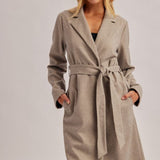 Knit Herringbone Belted Coat