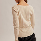 Scoop Neck Ribbed Long Sleeve Top