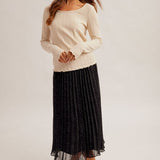 Scoop Neck Ribbed Long Sleeve Top