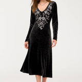 V-NECK VELOUR DRESS - VIRELLE