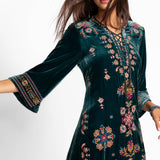 Velvet Tie Front Kimono Dress- Brandi