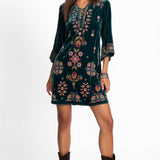 Velvet Tie Front Kimono Dress- Brandi
