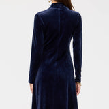 Stretch Velvet Mock Neck Dress-Corinthe