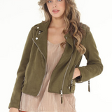 Olive Suede Moto Jacket