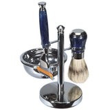 Chrome Blue Handle Shave Set