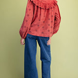 Washed Eyelet Woven Top