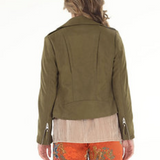 Olive Suede Moto Jacket