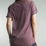 Cuff Sleeve V-Neck Vintage Tee