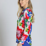 Red and Blue Floral Blouse