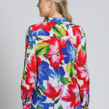 Red and Blue Floral Blouse