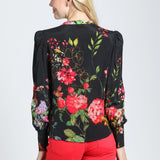 Split Neck Top w/Smocked Cuffs