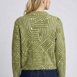 Abstract Line Grid Cropped Cozy Cardigan